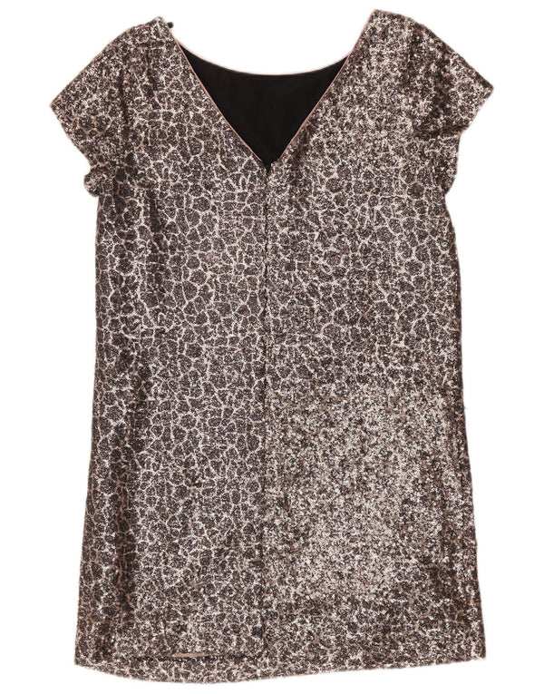 Próximo Vestido feminino com lantejoulas e nylon prateado médio UK 12
