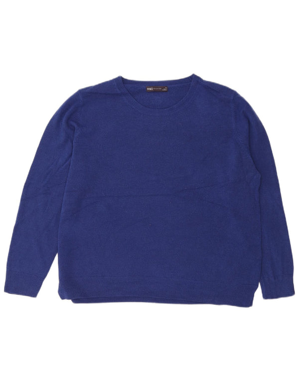 Suéter feminino Marks & Spencer com gola canoa UK 20 2XL azul acrílico