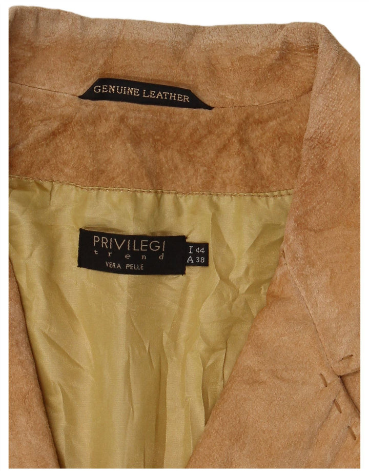 Jaqueta blazer feminina Privilegi de camurça com 3 botões IT 44 couro marrom médio