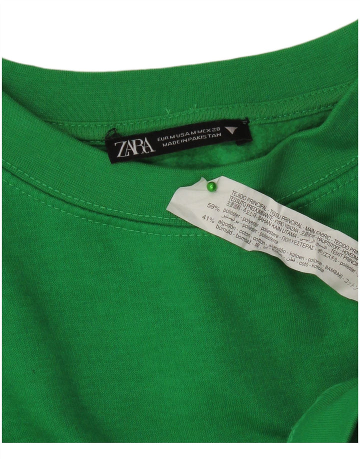 Zara moletom feminino jumper UK 14 poliéster verde médio