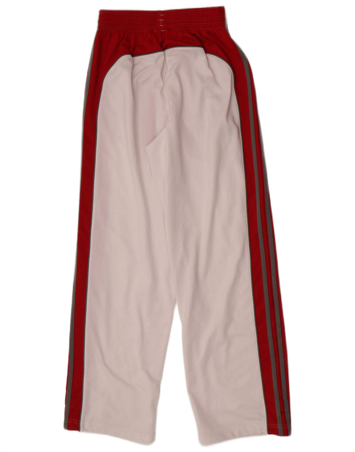 Calça de treino feminina Adidas UK 8 pequena branca colorblock poliéster