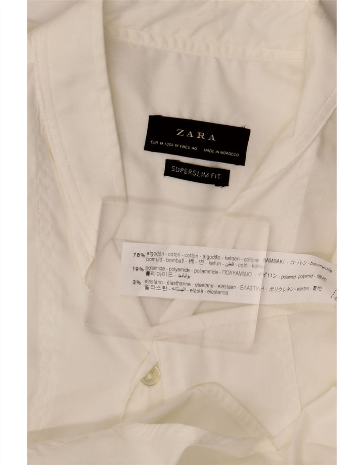 Camisa masculina ZARA Super Slim Fit médio algodão branco