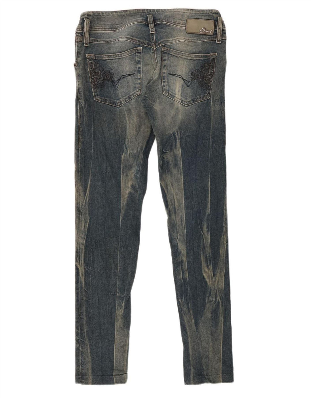 DIESEL feminino Matic Acid Wash Slim Tapered Jeans W29 L29 Algodão Azul