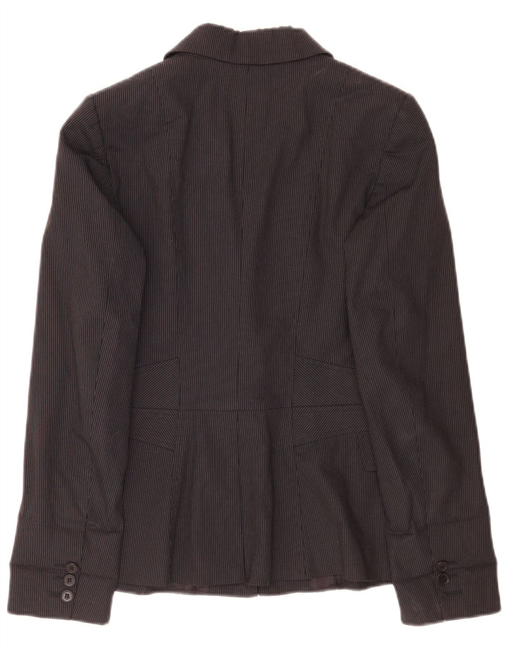 Jaqueta blazer feminina Reiss com 1 botão Reino Unido 8 pequena listra preta viscose