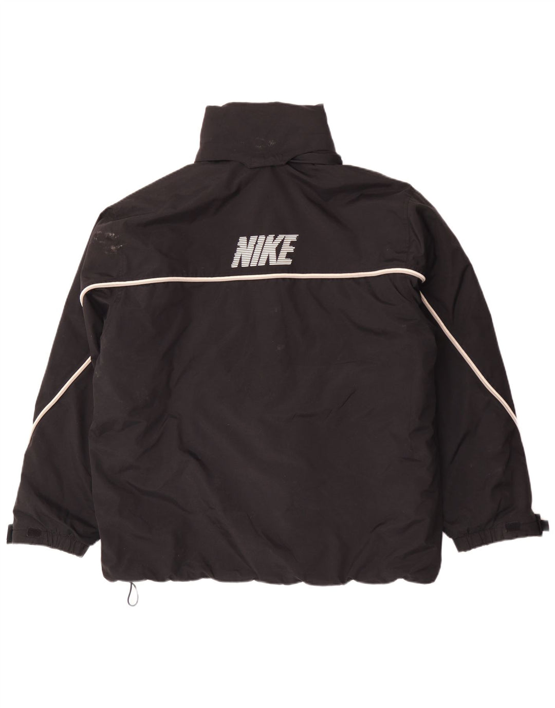 Jaqueta corta-vento masculina Nike Graphic com capuz Reino Unido 42/44 grande poliéster preto