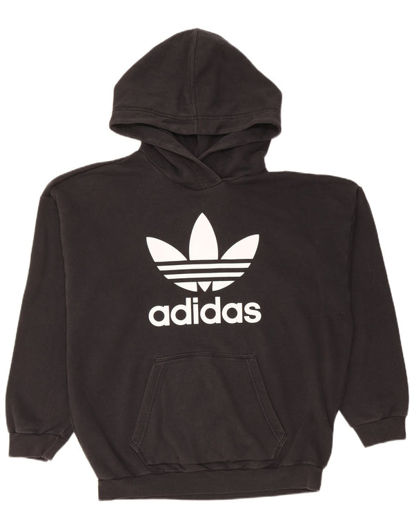 Adidas feminino gráfico oversized moletom com capuz Reino Unido 14 médio algodão preto