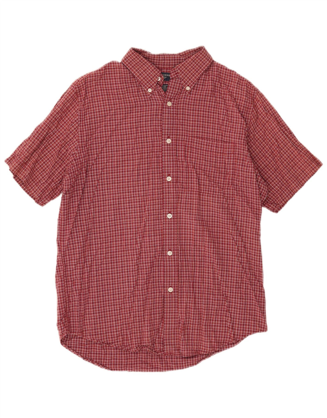 Camisa masculina de manga curta Dockers, algodão xadrez vermelho médio