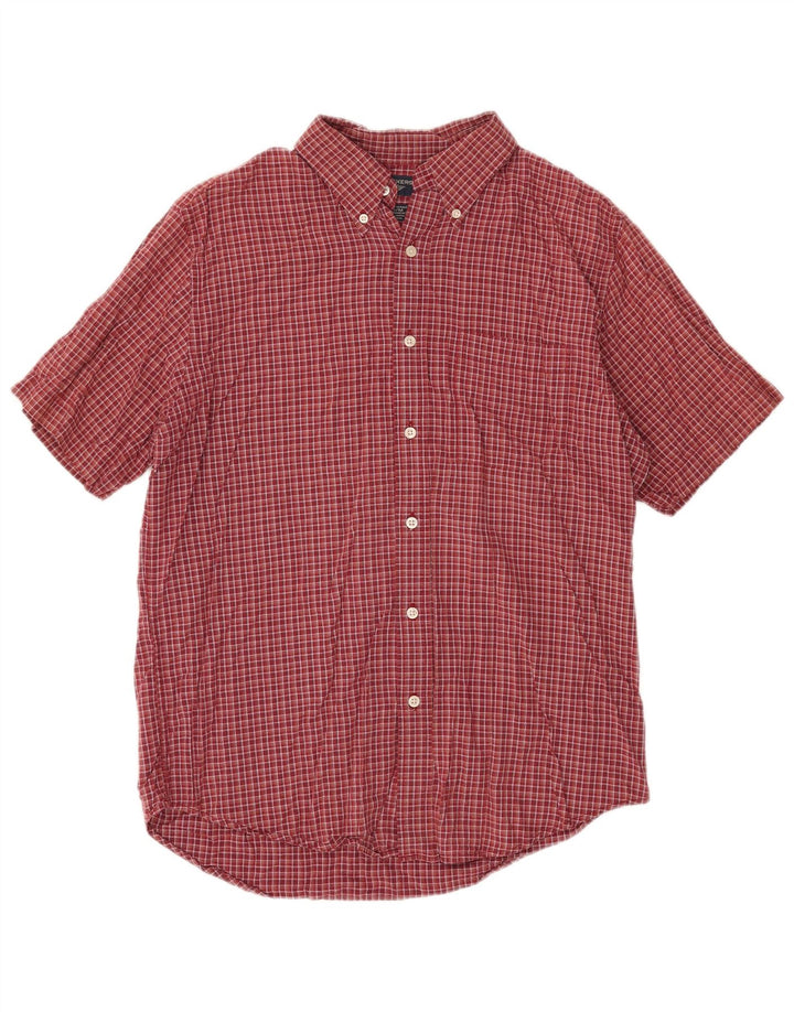Camisa masculina de manga curta Dockers, algodão xadrez vermelho médio