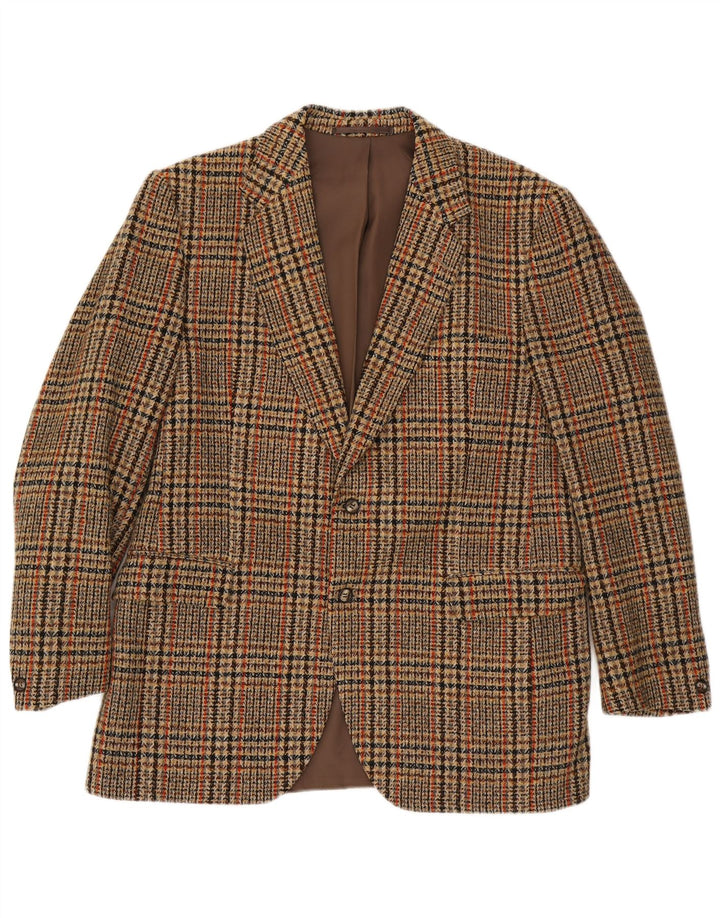 Jaqueta blazer masculina Avant com 2 botões IT 54 2XL marrom xadrez lã