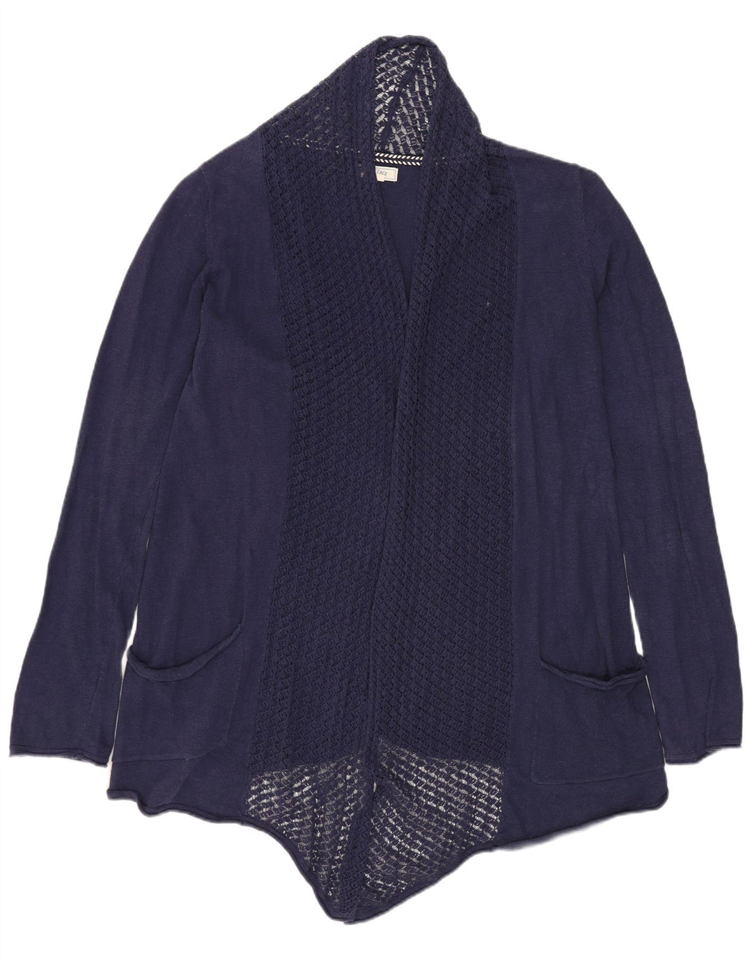 Suéter cardigã aberto feminino FAT FACE Reino Unido 10 pequeno algodão azul marinho