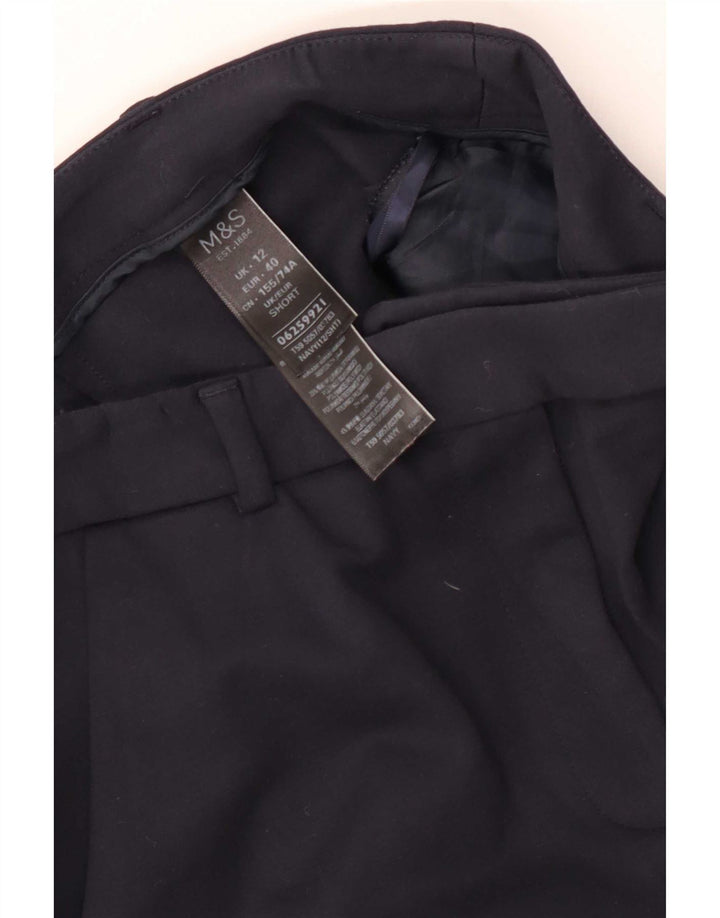 Calça feminina Marks & Spencer Crop Suit Reino Unido 12 Médio W30 L24 Azul marinho