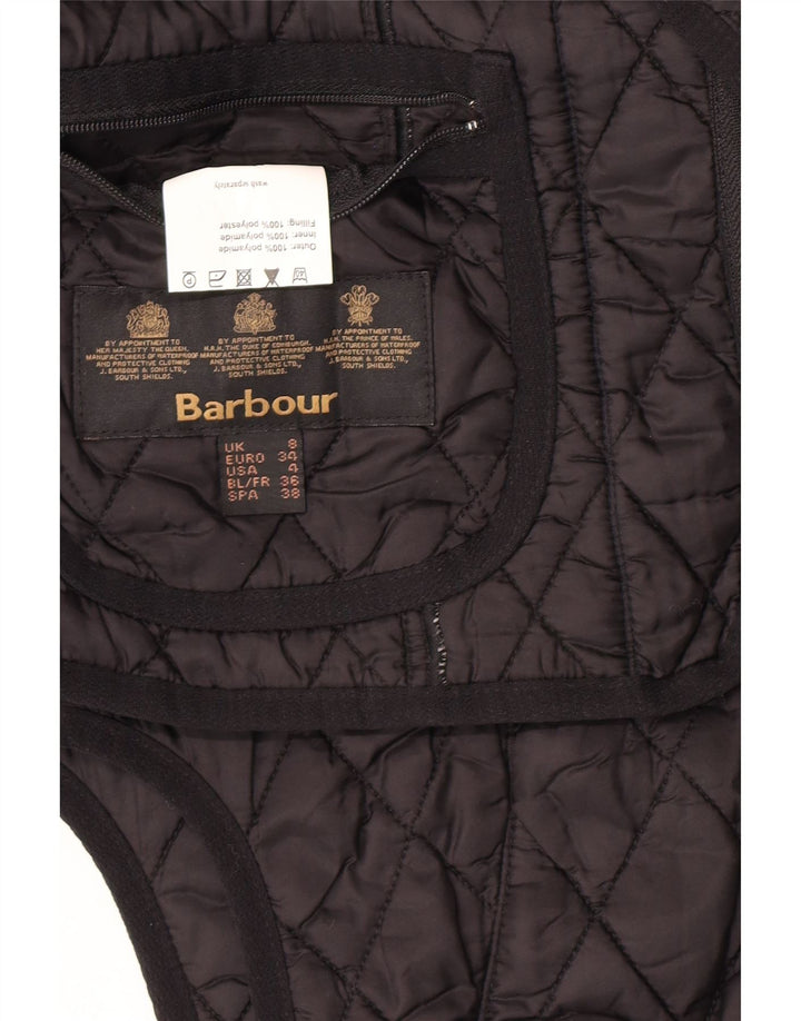 Colete acolchoado feminino Barbour UK 8 pequeno preto poliamida