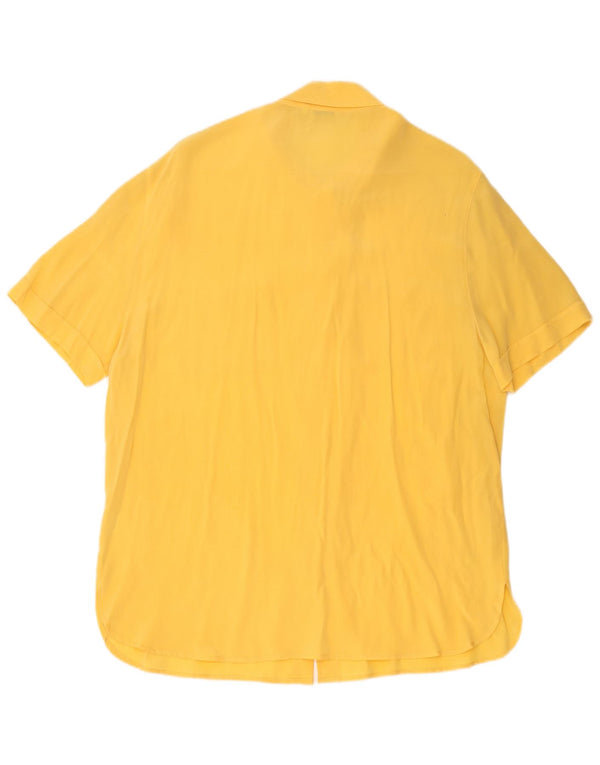 Blusa feminina Luisa Spagnoli manga curta Reino Unido 12 seda amarela média