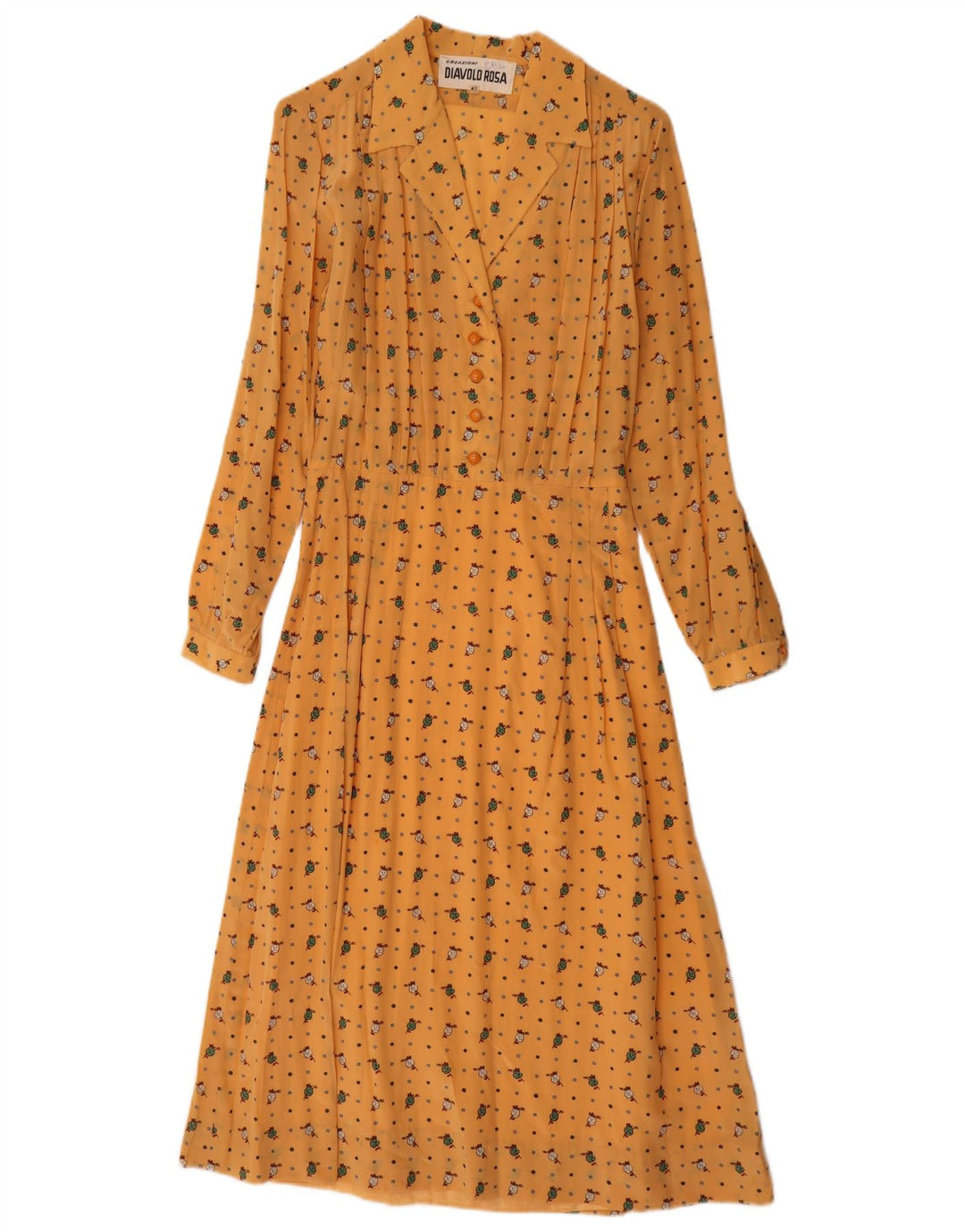 Diavolo Rosa feminino maxi pulôver camisa vestido IT 42 médio amarelo floral