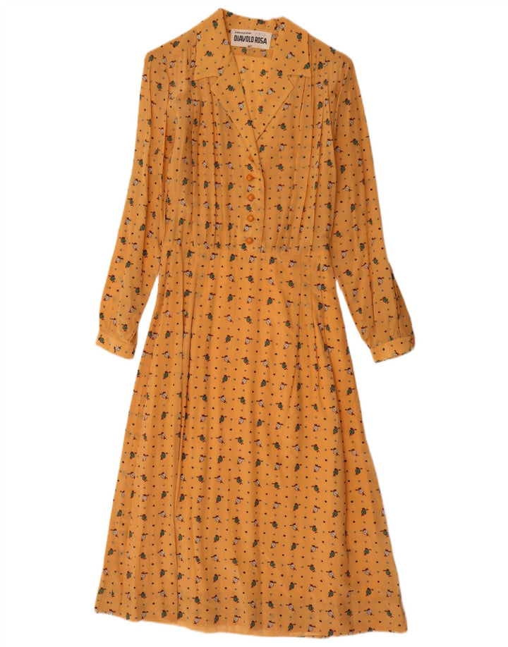 Diavolo Rosa feminino maxi pulôver camisa vestido IT 42 médio amarelo floral