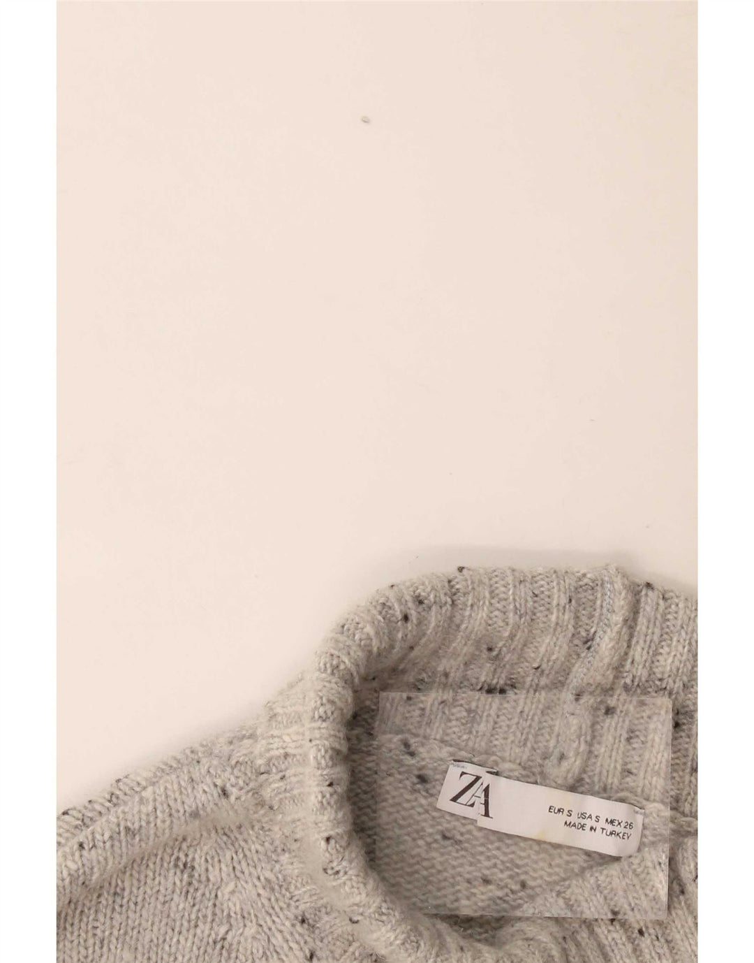 Zara Suéter feminino oversized com gola de tartaruga Reino Unido 10 pequeno cinza manchado