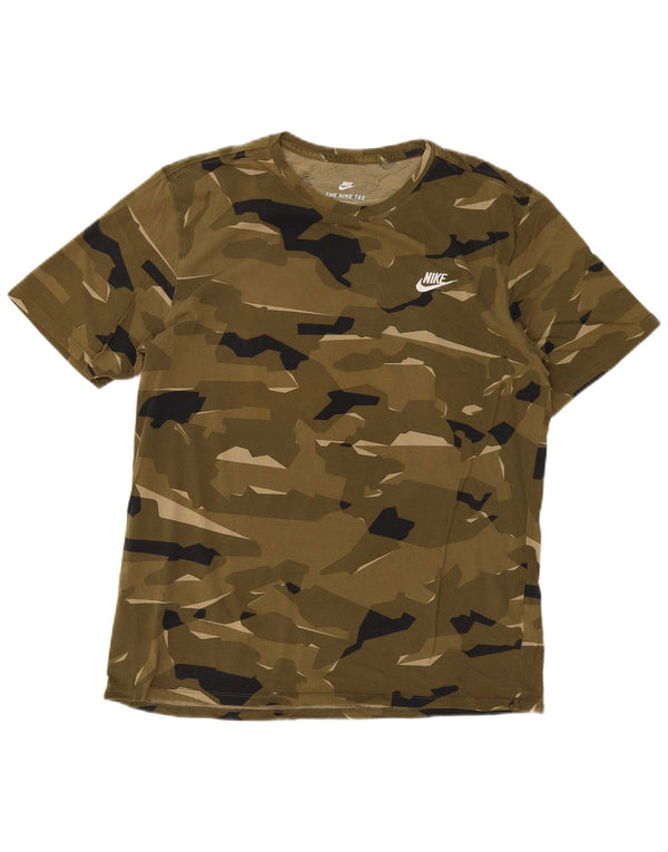 Camiseta masculina Nike Athletic Cut Top grande algodão camuflado cáqui