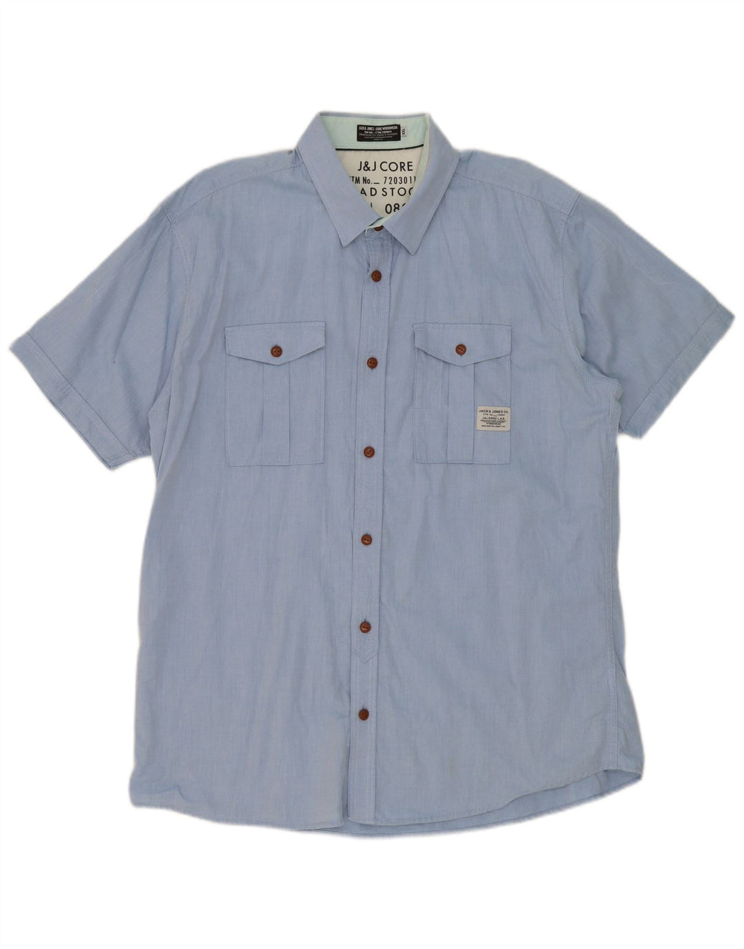 Camisa masculina de manga curta JACK & JONES 2XL algodão azul