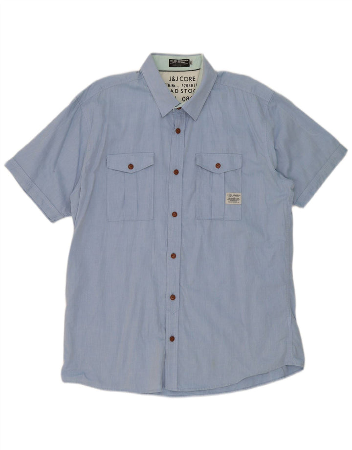 Camisa masculina de manga curta JACK & JONES 2XL algodão azul