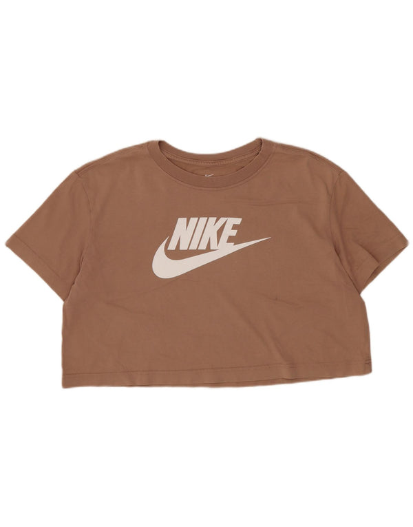 Camiseta feminina Nike Crop Graphic Top UK 14 Algodão Bege Médio