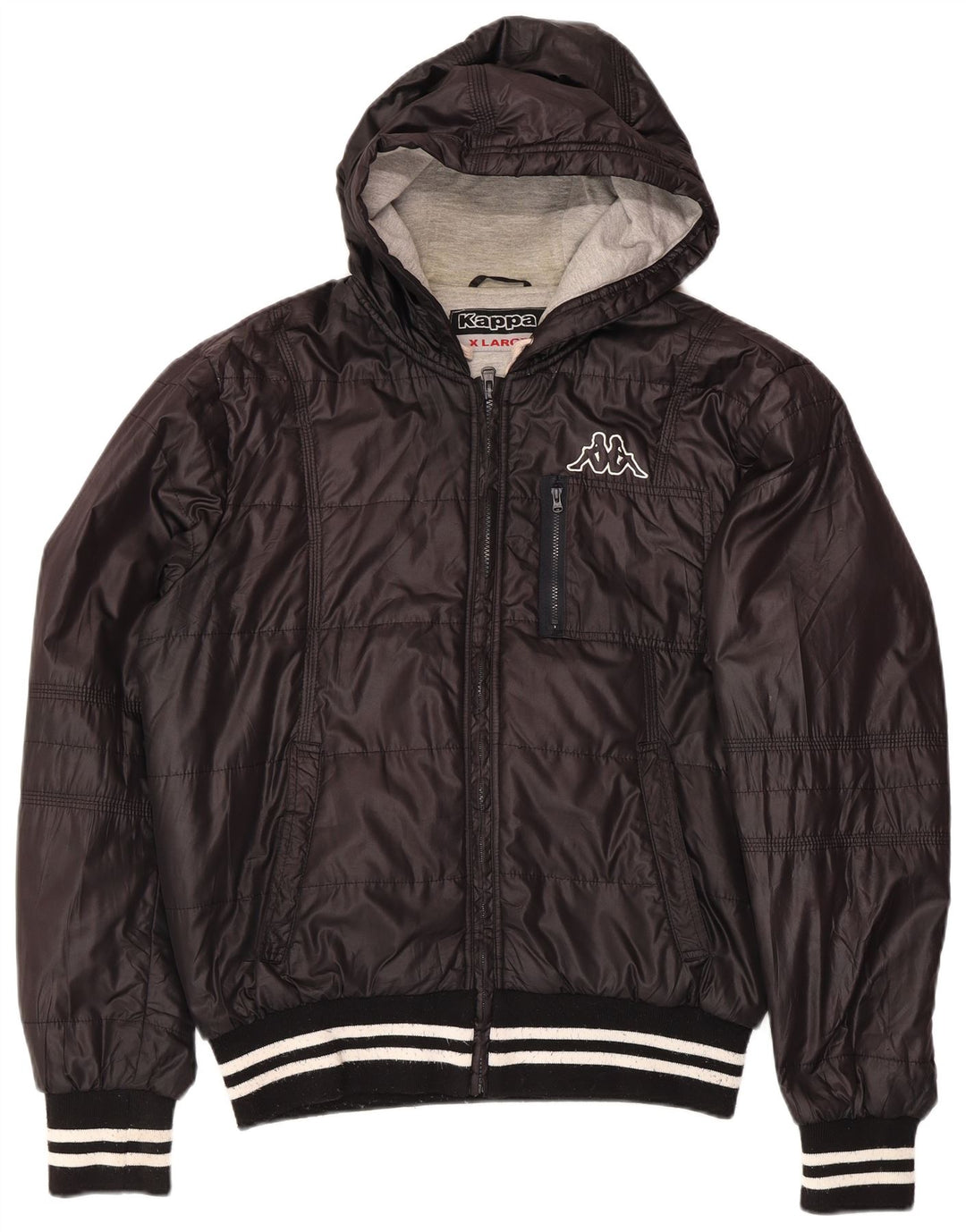 Jaqueta masculina acolchoada com capuz Kappa UK 42 XL poliéster preto