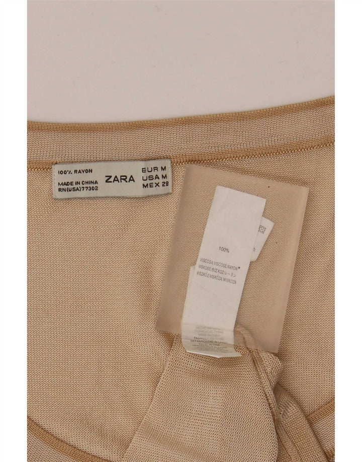 Zara Womens Vest Top UK 12 Médio Bege Viscose