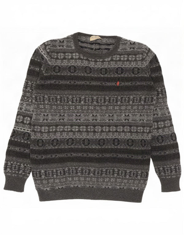 Suéter masculino Marlboro Classics com gola redonda 2XL cinza Fair Isle Wool