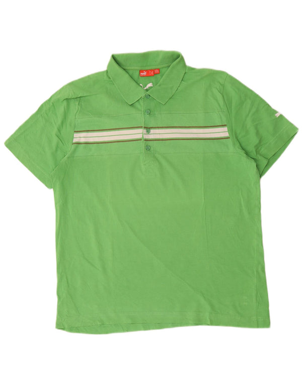 Camisa polo masculina Puma XL algodão listrado verde