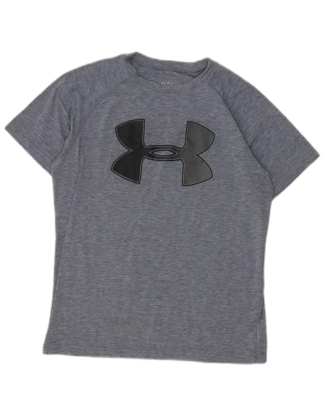 Camiseta gráfica Under Armour Boys Top 9-10 anos cinza médio manchado