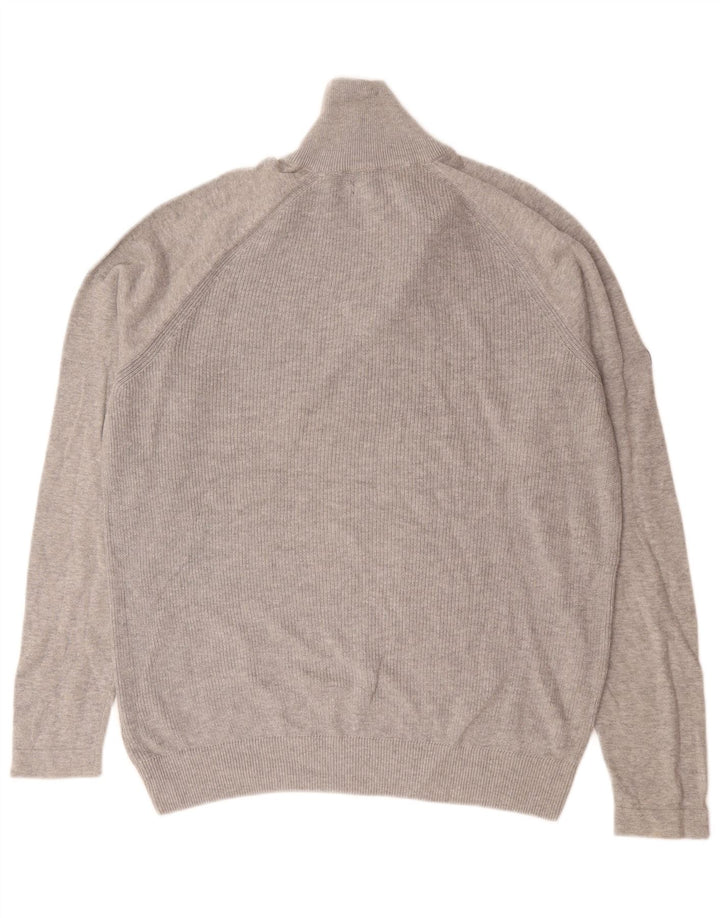 Suéter masculino Jack & Jones com zíper e gola em algodão cinza médio