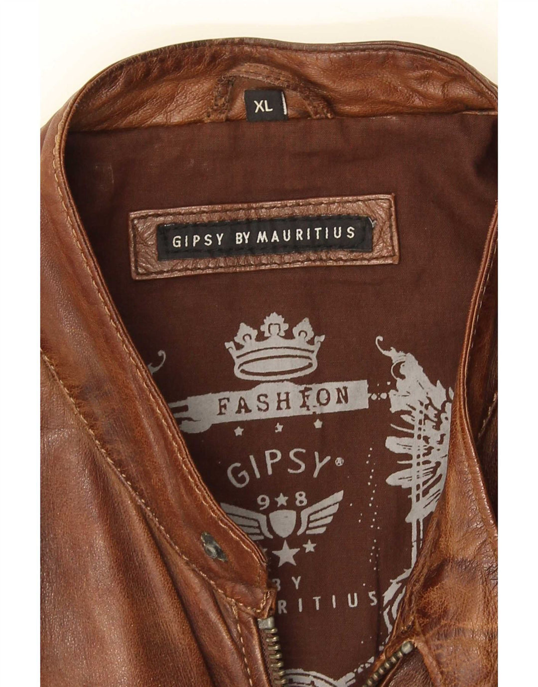 Jaqueta de couro masculina Gipsy UK 42 XL marrom