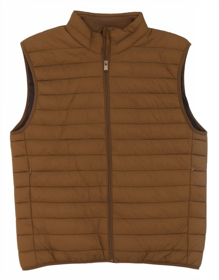 Zara Colete acolchoado masculino UK 40 grande poliéster cáqui