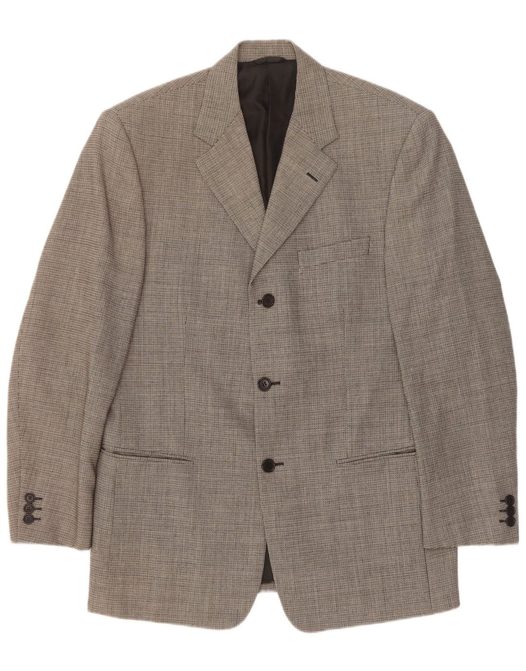 Jaqueta Blazer Masculina Cerruti 1881 com 3 Botões IT 48 Lã Xadrez Cinza Médio