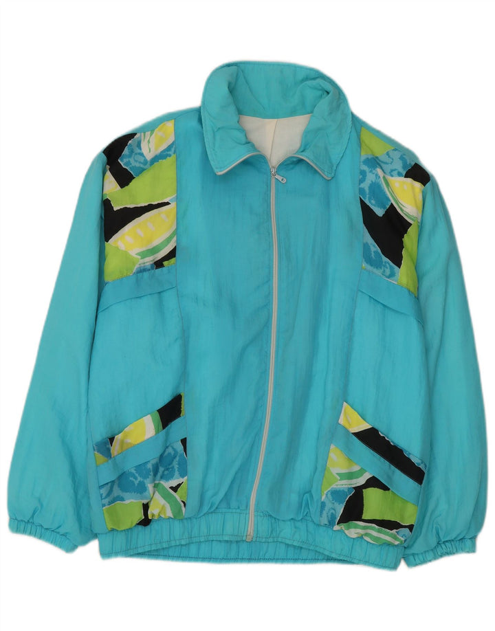Jaqueta de treino masculina vintage XL turquesa Colourblock Rayon