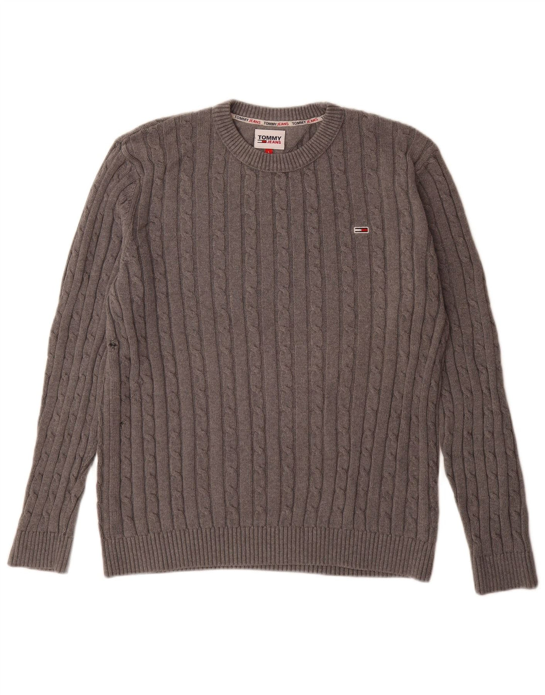 Suéter masculino Tommy Hilfiger com gola redonda, grande algodão cinza