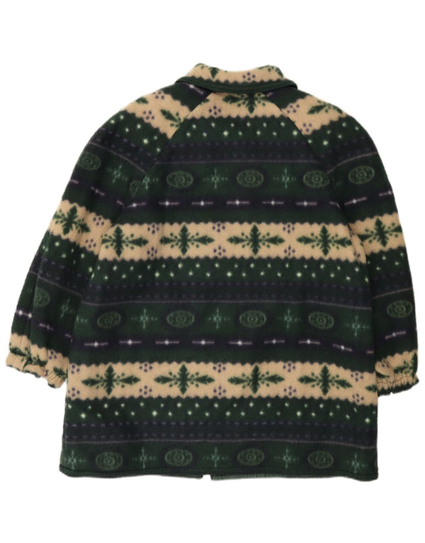 Jaqueta de lã feminina vintage manga 3/4 UK 20 2XL Green Fair Isle