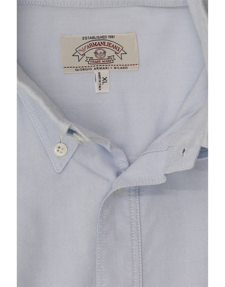 ARMANI JEANS Mens Milano Shirt XL Blue Cotton Vintage Armani Jeans and Second-Hand Armani Jeans from Messina Hembry 