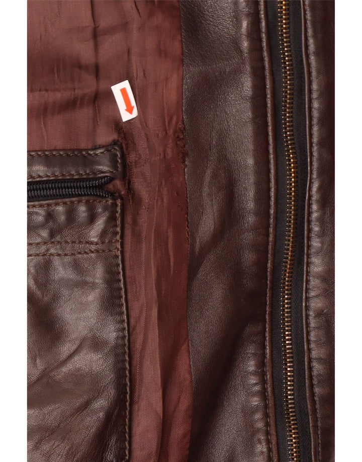 Jaqueta de couro masculina VINTAGE UK 38 marrom médio