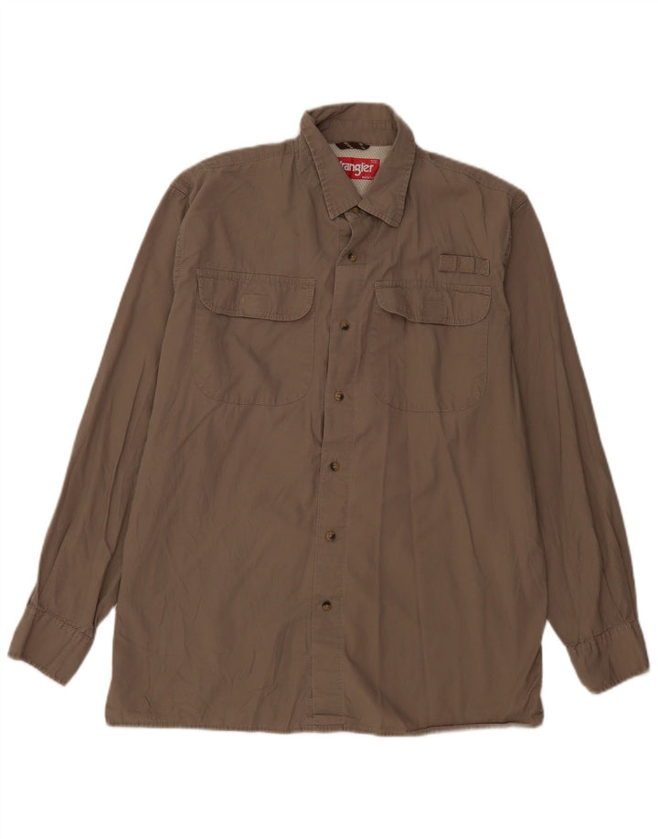 Camisa masculina Wrangler de algodão cáqui médio