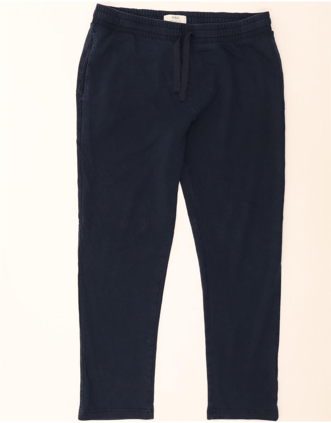 Calça de treino masculina Marks & Spencer regular fit grande algodão azul marinho