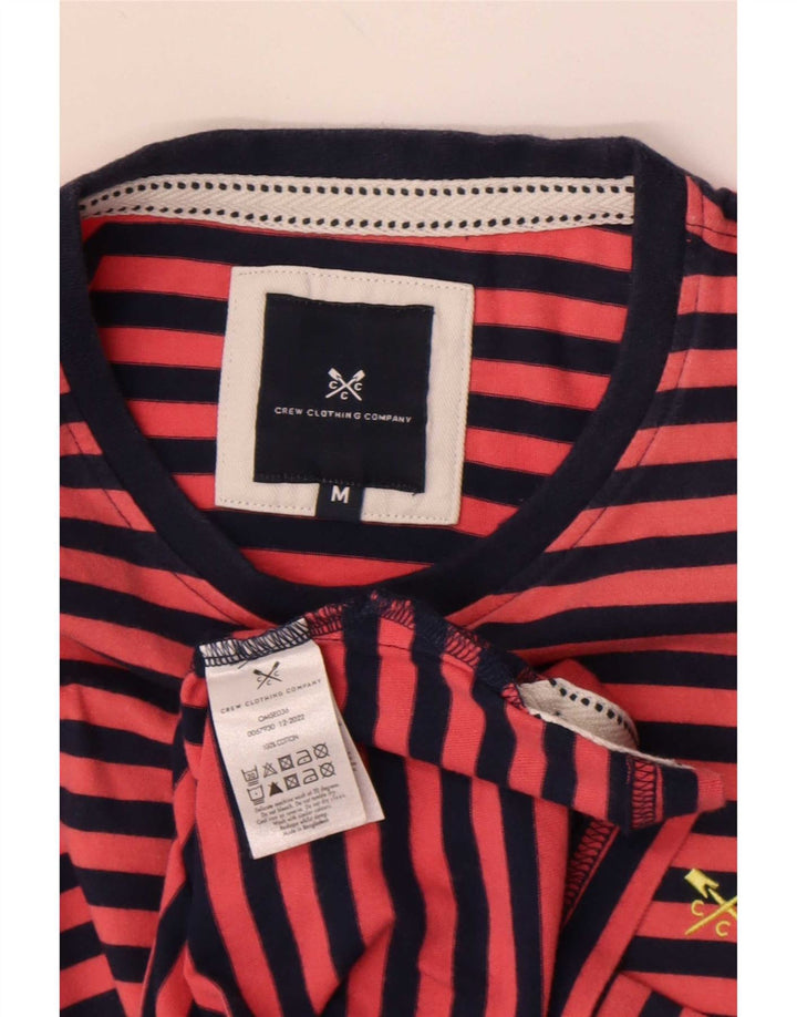 Camiseta masculina Crew Clothing Top médio listrado vermelho algodão