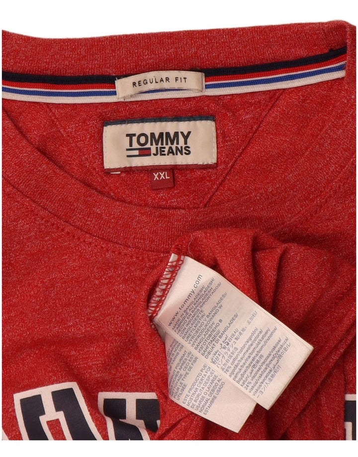 Tommy Hilfiger Mens Regular Fit Gráfico Top Manga Longa 2XL Vermelho Salpicado