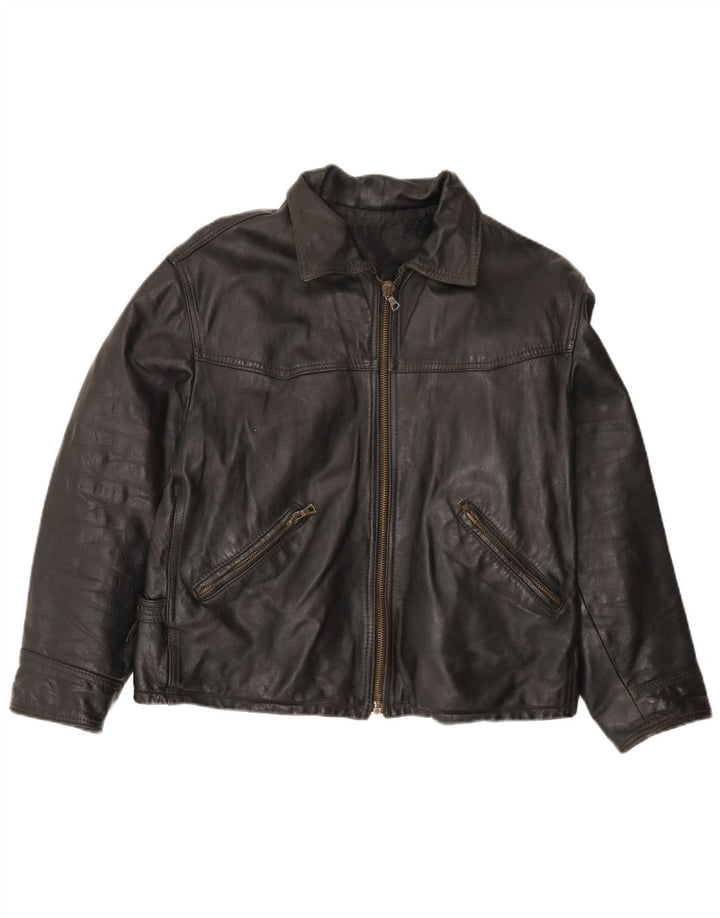 Jaqueta de couro masculina vintage UK 42 XL couro preto