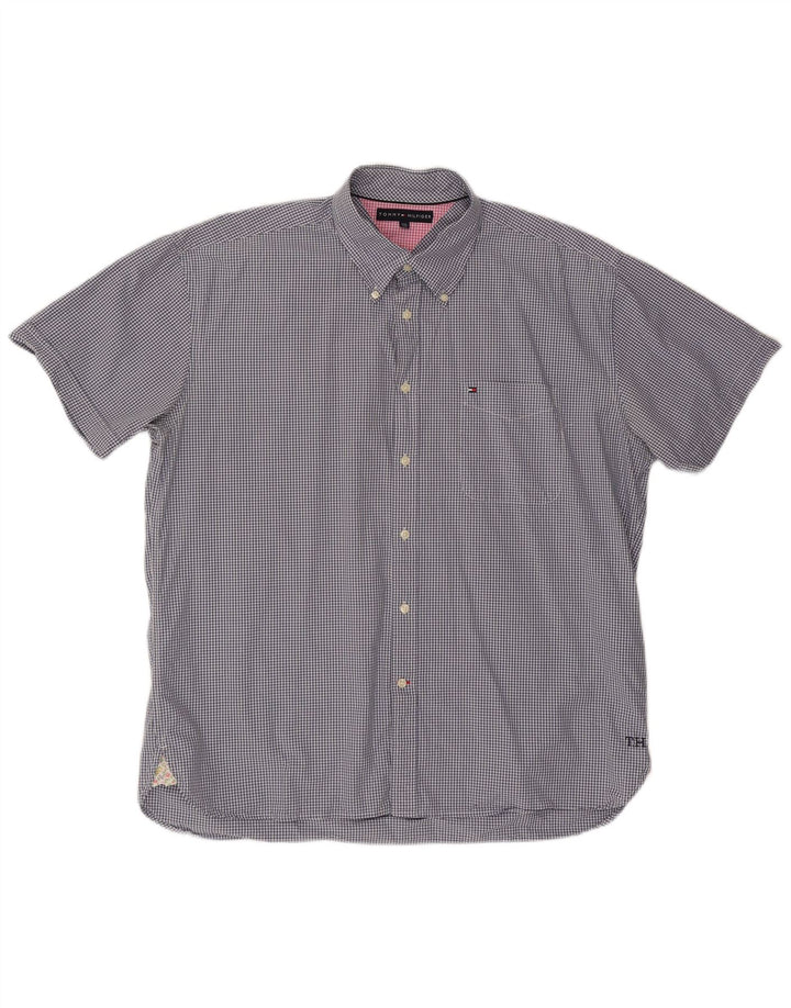 Camisa masculina de manga curta TOMMY HILFIGER 2XL algodão guingão azul