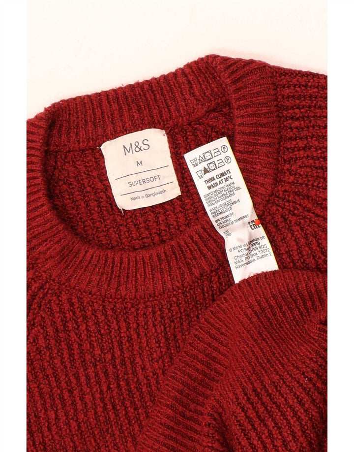 Suéter masculino Marks & Spencer com gola redonda em poliamida vermelha média