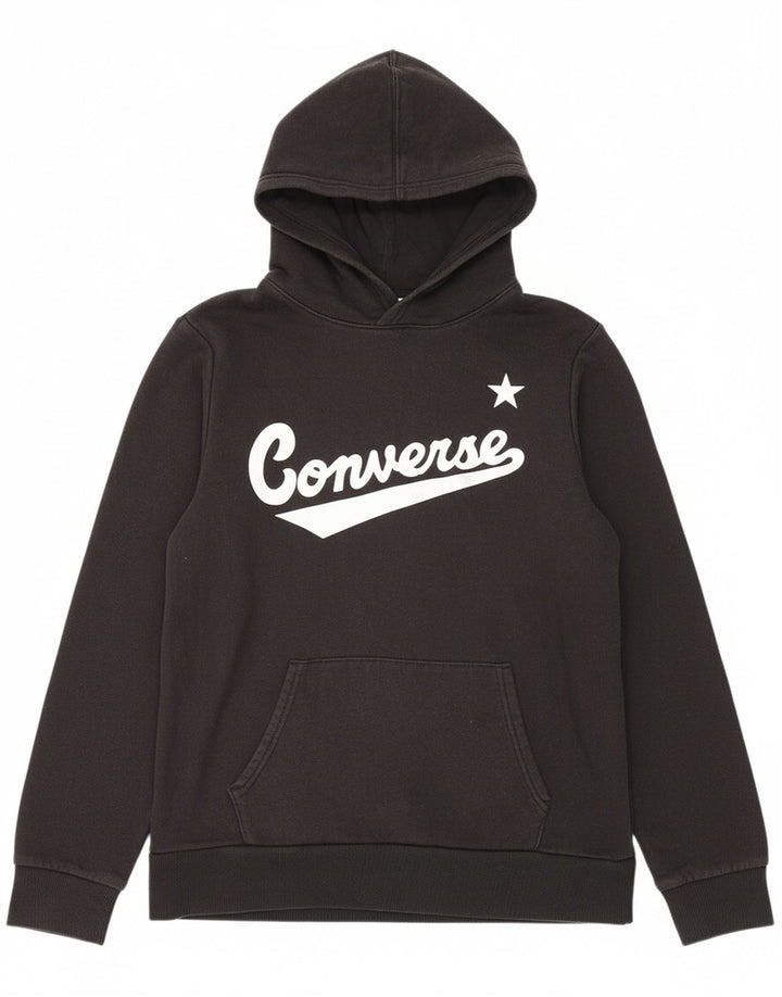 Suéter com capuz gráfico CONVERSE Boys 13-14 anos XL preto algodão