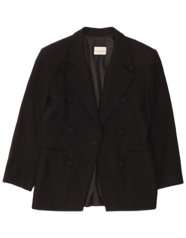 Jaqueta blazer feminina vintage com 1 botão Reino Unido 14 lã preta média