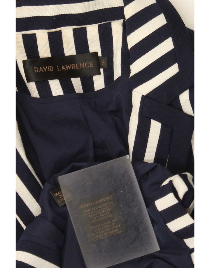 David Lawrence Jaqueta Blazer Feminina Crop US 6 Médio Azul Marinho Listrado