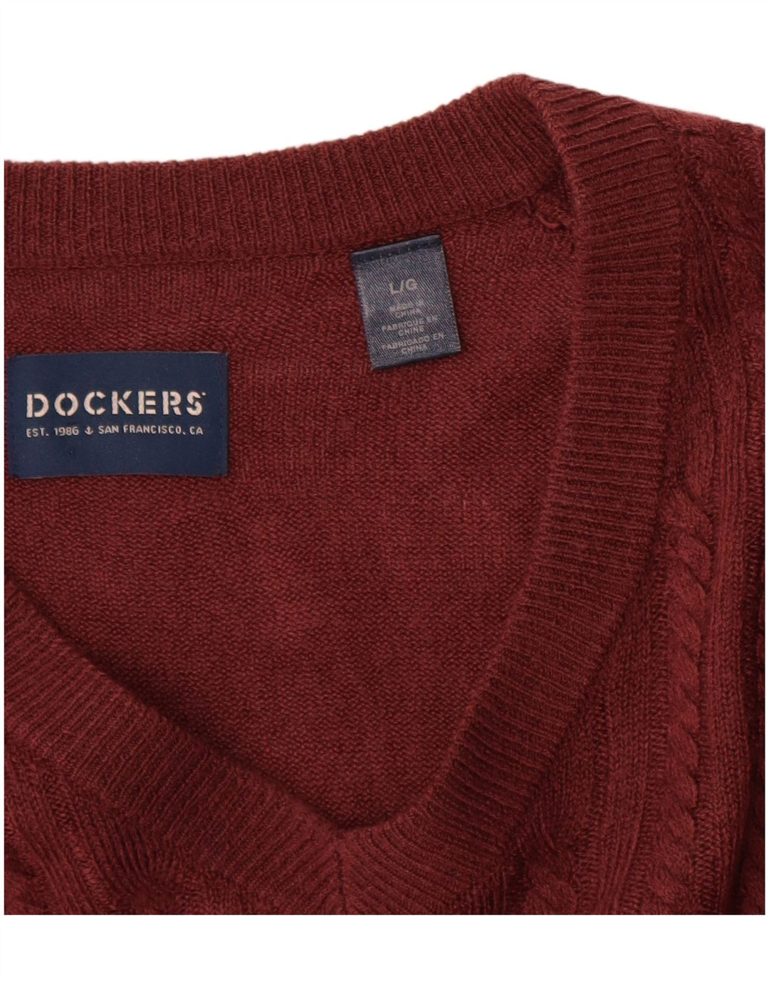 Suéter masculino Dockers com decote em V grande acrílico marrom