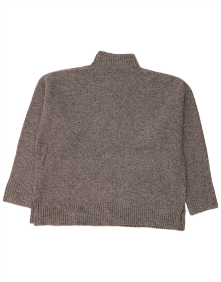 Zara Suéter feminino oversized com gola tartaruga Reino Unido 10 pequeno cinza acrílico